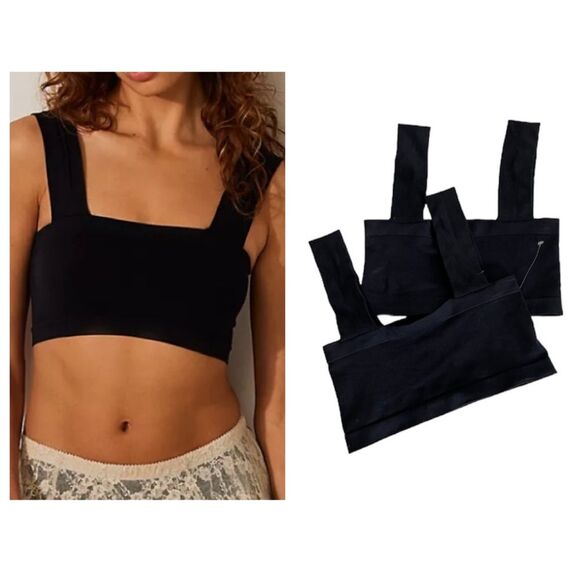 Intimately Free People Set Of Two Black Straight Lines Bralettes Size XS/S New - Picture 1 of 9